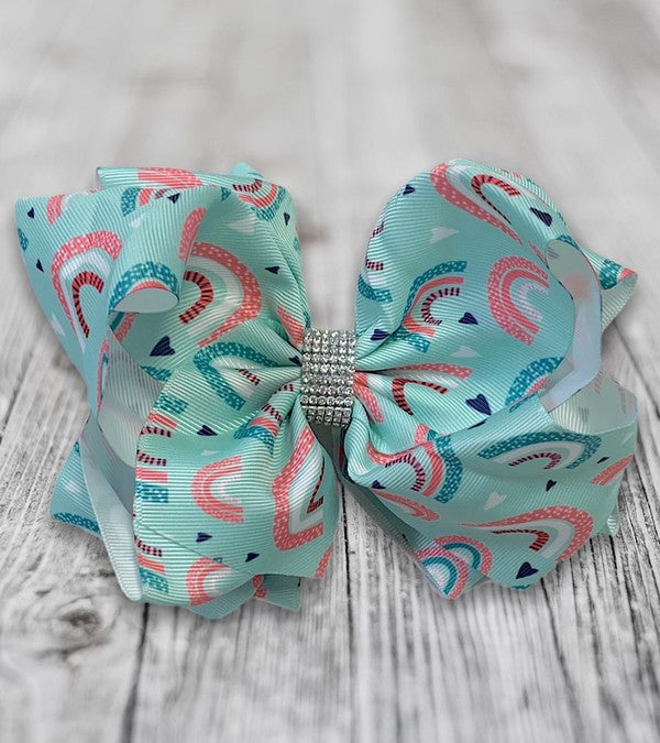 7 inch DBL rainbow bling bow