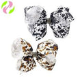 7in black cow double stack bling bow