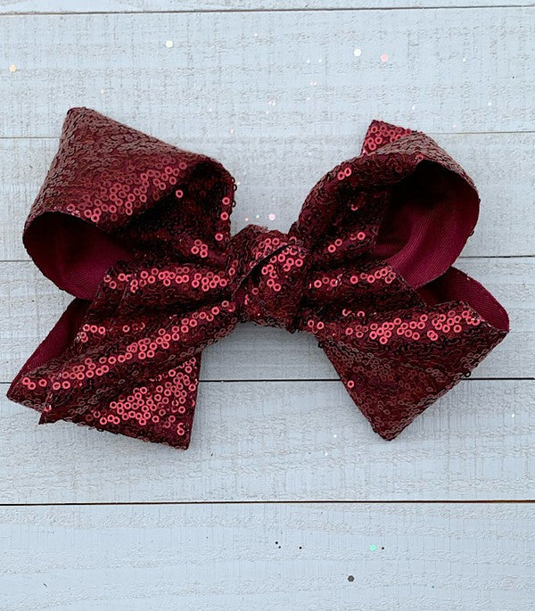 8 inch Burgundy seq. bow