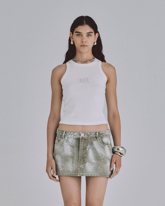 94' Gothic U Halter Tank Top White