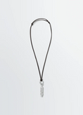 ACME Whistle Necklace in Brass with Silver Finish, product shot, Front view Adjustable leather strap