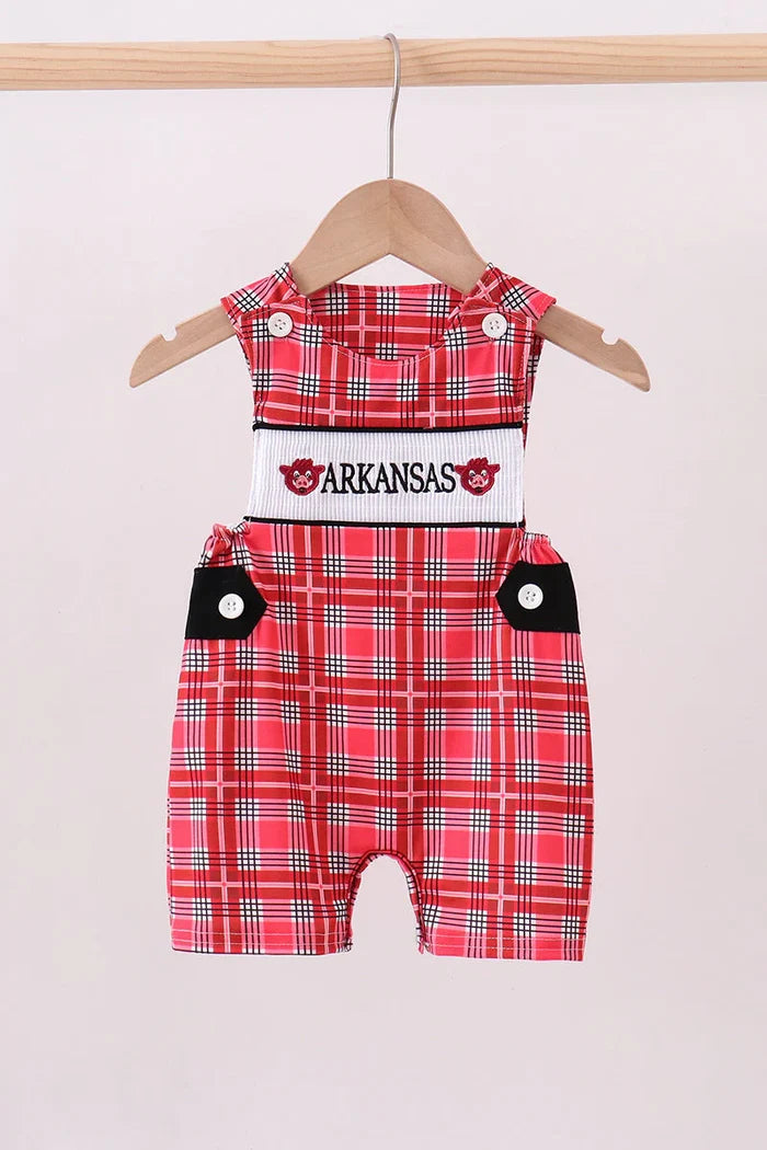 Arkansas smocked plaid jonjon baby boy