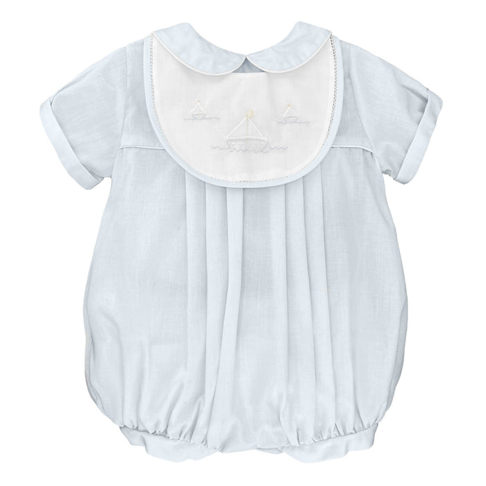 Baby boy Romper with Sailboat Embroidery with bonnet