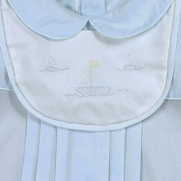 Baby boy Romper with Sailboat Embroidery with bonnet