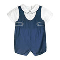 Baby boy Shortall with Pintucks and Side Tabs: Navy