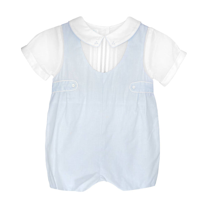 Baby boy Shortall with Pintucks and Side Tabs: Navy