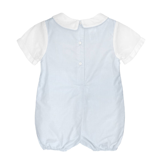 Baby boy Shortall with Pintucks and Side Tabs: Navy