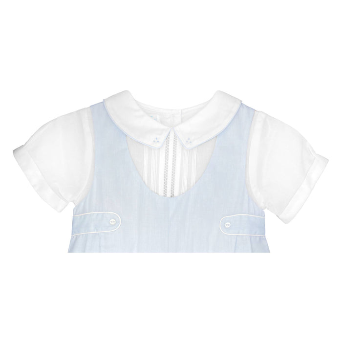Baby boy Shortall with Pintucks and Side Tabs: Navy
