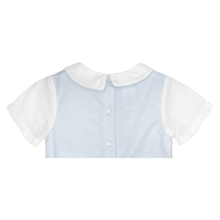 Baby boy Shortall with Pintucks and Side Tabs: Navy