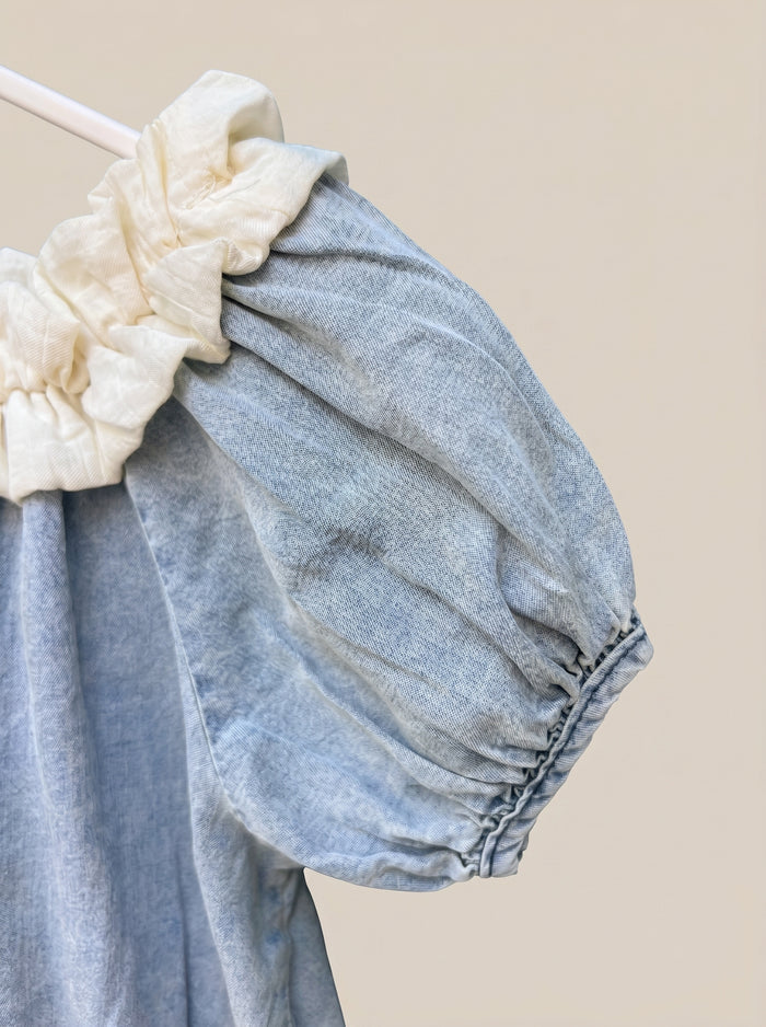 Baby Girl Ruffle Collar Denim Top