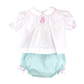 Baby girl Smocked Bunny Diaper Set with Ruffle Sleeve