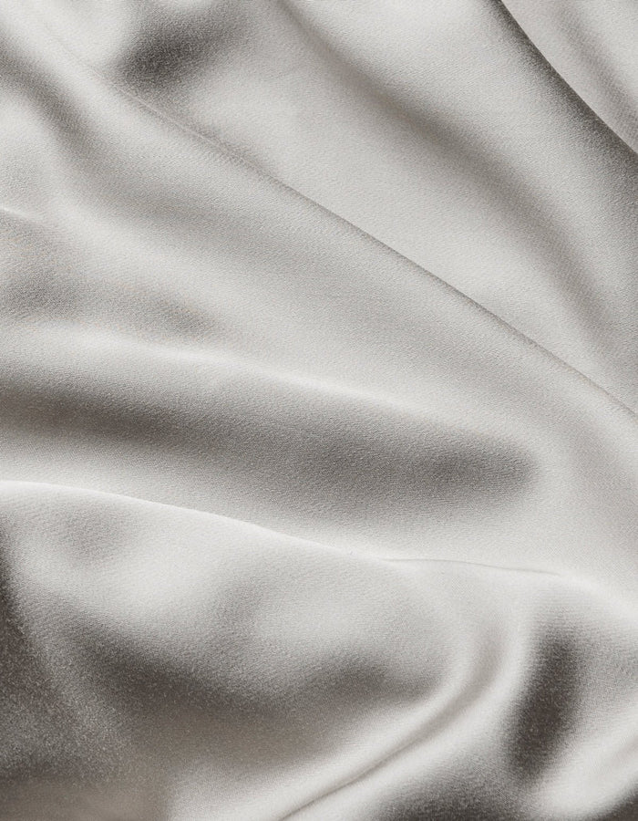 Close-up of Cozy Earth Bamboo Flat Sheet, featuring smooth, light-colored fabric with soft folds and gentle shadows for a silky, luxurious look.|Color:Light Grey
