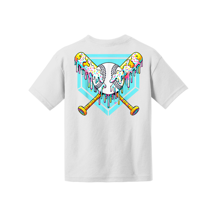 Baseball Drip Youth Tee White