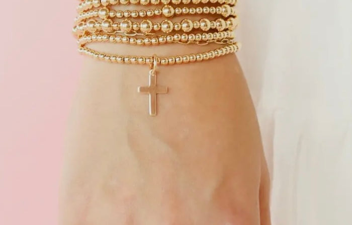 Beaded blonde cross gold