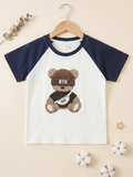 Bear Buddy Raglan Toddler T-Shirt – White & Navy Blue