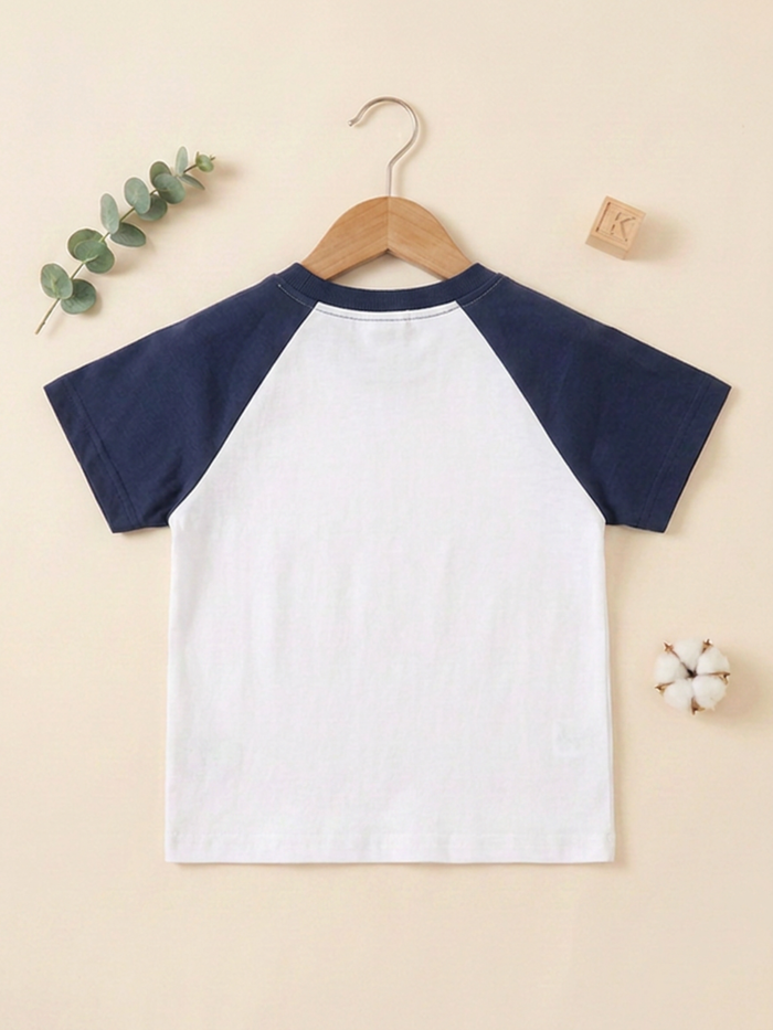 Bear Buddy Raglan Toddler T-Shirt – White & Navy Blue