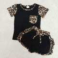 Black Leopard Short Set