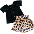 Black top w / Leop shorts