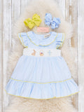 Blessed Bunny Smocked Cotton Ruffle Dress