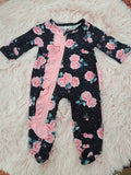 Blk/pink Rose Footed Sleeper
