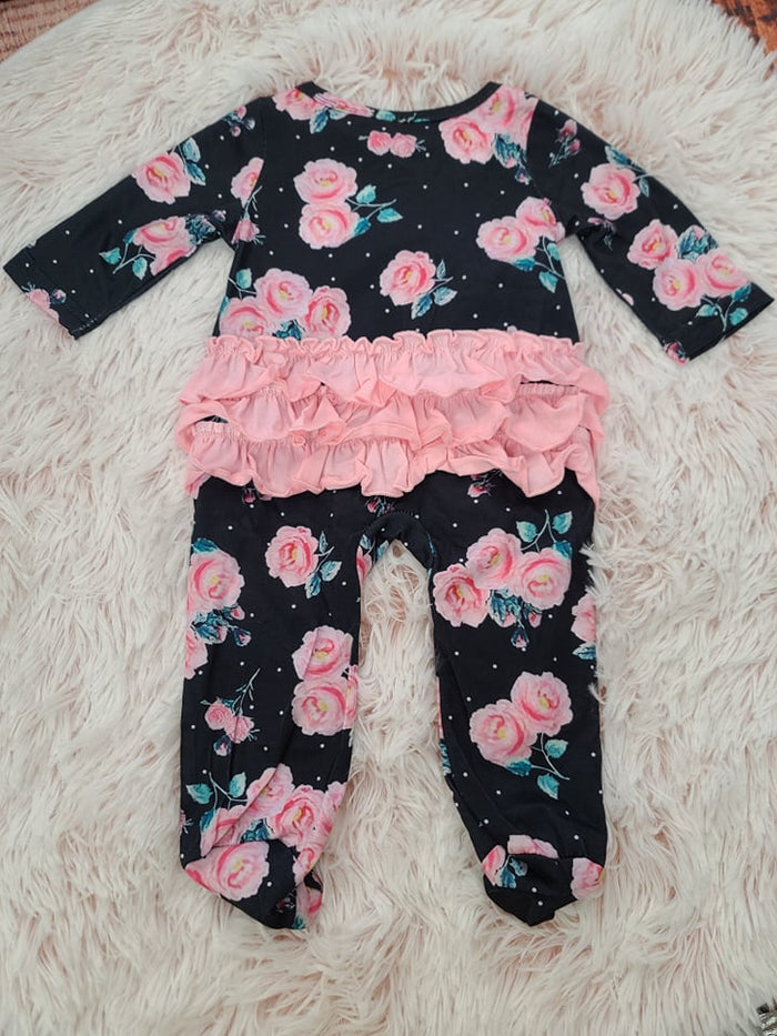 Blk/pink Rose Footed Sleeper