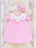 Blooming Bunny Embroidered 100% Cotton Dress