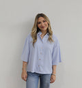 Blue button down gold buttons