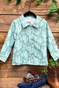 Blue cactus and Cow horn button up