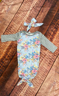 blue grey floral baby qown