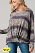 Blue grey striped twist band extended plus