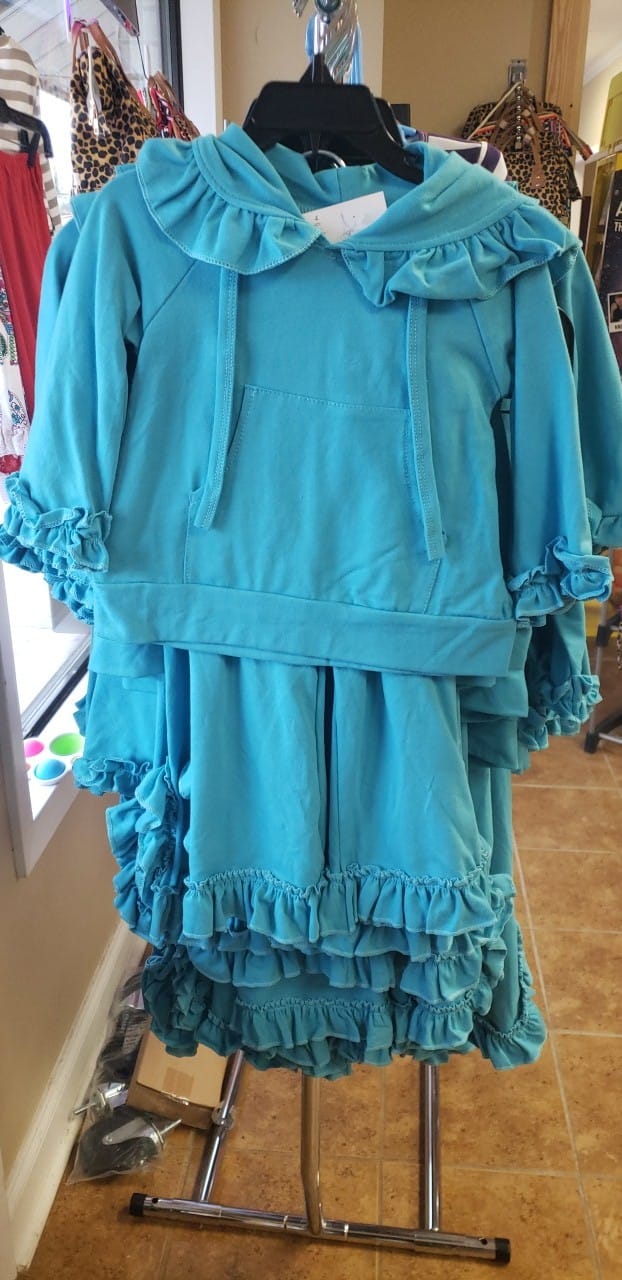 Blue hooded Ruffle set
