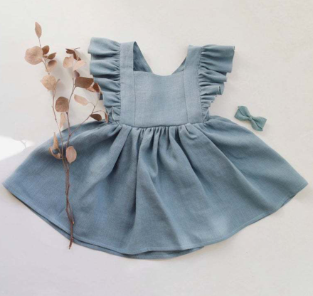Blue Linen Tie Dress