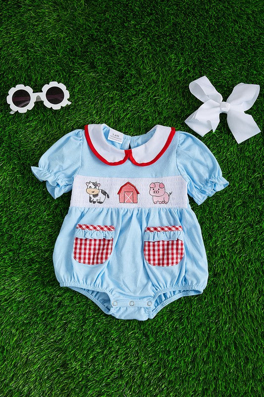 Blue Smocked Farm Bubble