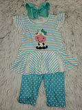 Blue striped cow 2pc