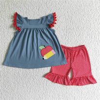 Blue/Red/Pencil/Apple Polka Dot Set
