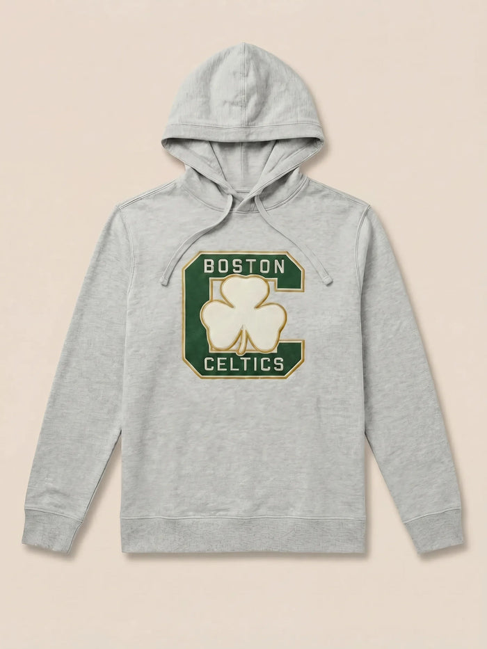 | Boston Celtics Sunwashed Organic Hoodie - Light Grey Heather | Faherty Brand