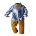 Boy's Blue Plaid and Khaki set 30