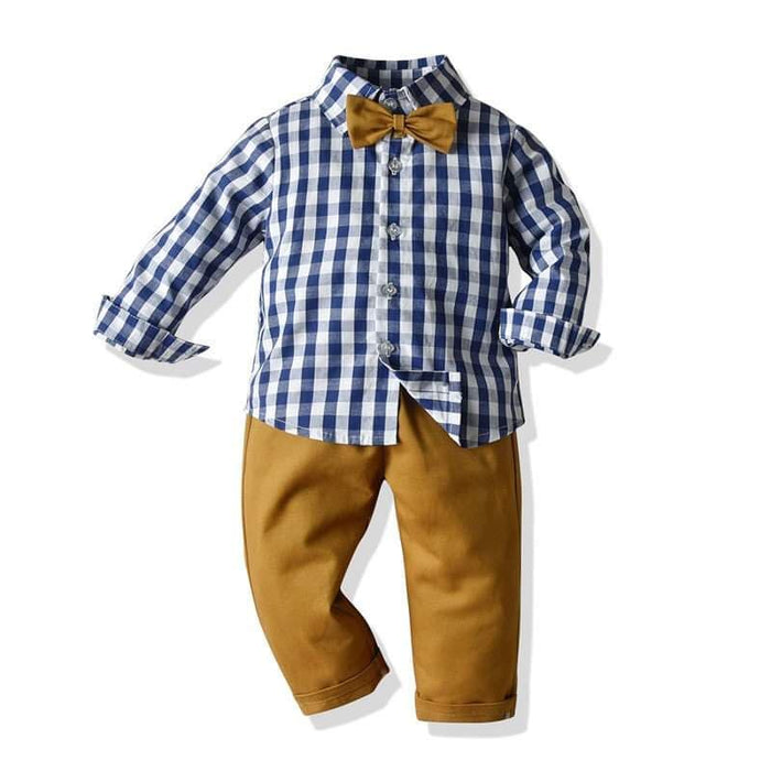 Boy's Blue Plaid and Khaki set 30