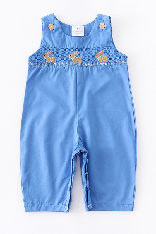 Boys Blue Smocked Rabbit Romper