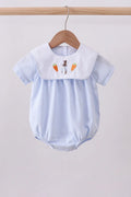 Boys Blue stripe bunny carrot embroidery bubble