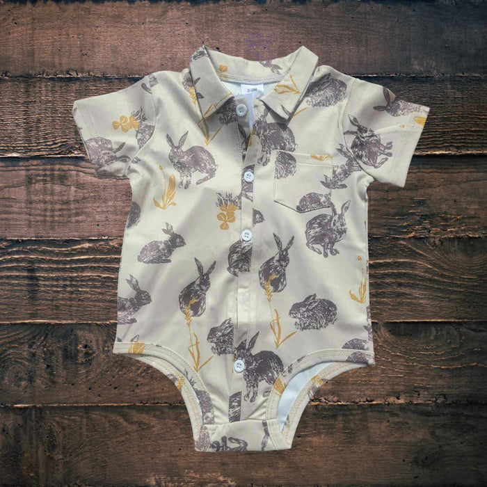 Boys Bunny Onesie Button-up