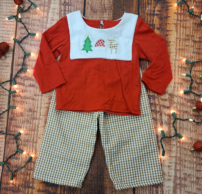 Boy's Christmas Bib 2pc