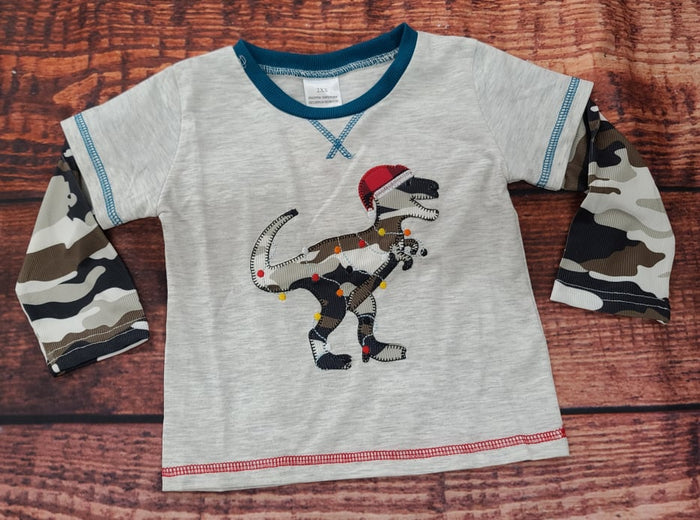 Boys Christmas Dino Shirt