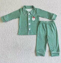 Boys Green Gingham Santa PJS
