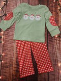 boys green/gingham santa 2pc