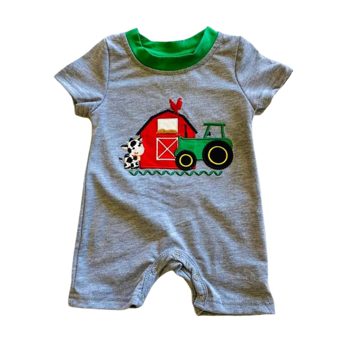 Boy's Grey Barn Romper