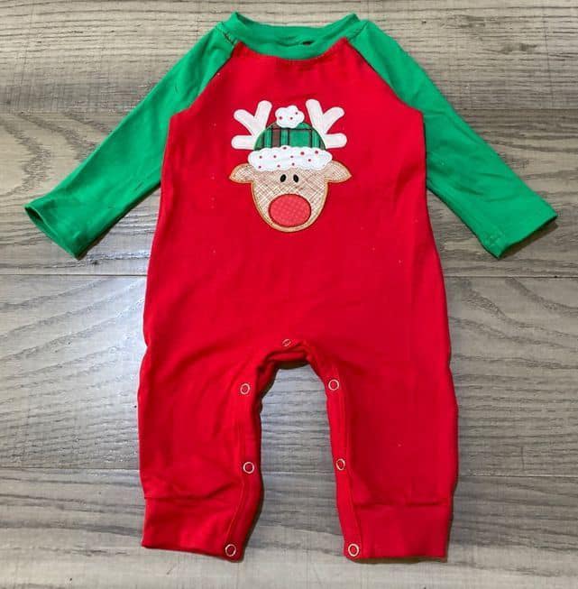 Boys Red Reindeer Romper