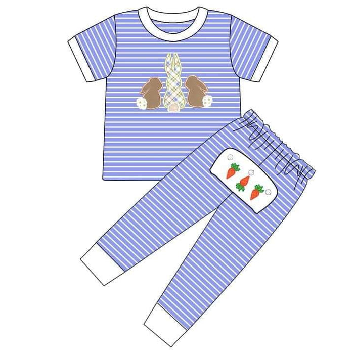 Boys Striped Bunny Pjs