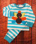 Boys turq/striped turkey pjs