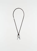 BRAIDED LEATHER KEYRING NECKLACE IN RECYCLED LEATHER CORD